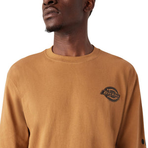 Dickies Heavyweight Logo Men's Long Sleeve Work T-Shirt WL22C - Brown Duck