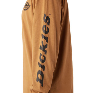 Dickies Heavyweight Logo Men's Long Sleeve Work T-Shirt WL22C - Brown Duck