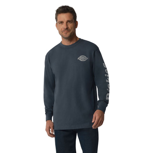 Dickies Heavyweight Logo Men's Long Sleeve Work T-Shirt WL22C - Airforce Blue
