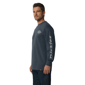 Dickies Heavyweight Logo Men's Long Sleeve Work T-Shirt WL22C - Airforce Blue