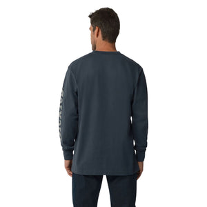 Dickies Heavyweight Logo Men's Long Sleeve Work T-Shirt WL22C - Airforce Blue