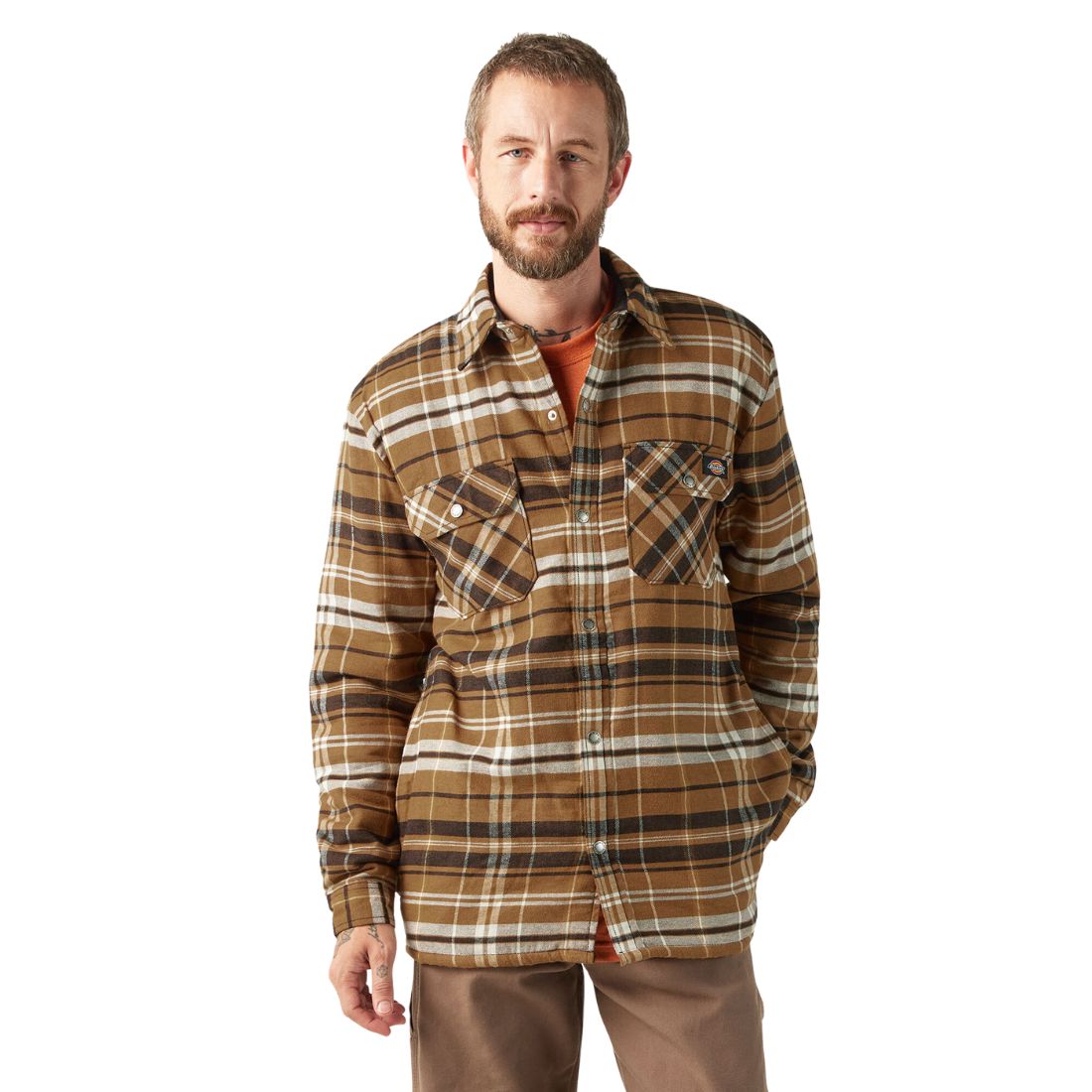 Dickies Men s Sherpa Lined Flannel Shirt TJ210 Brown Duck Work Authority