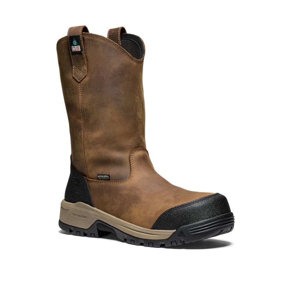 Keen Evanston Wellington Men's Pull-On Waterproof Composite Toe Work Boot 1030487 - Brown