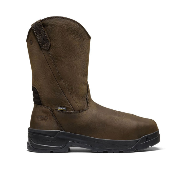 Keen Flatland Wellington Men's Pull-On Waterproof Internal MET Guard Composite Toe Work Boot 1032254 - Brown