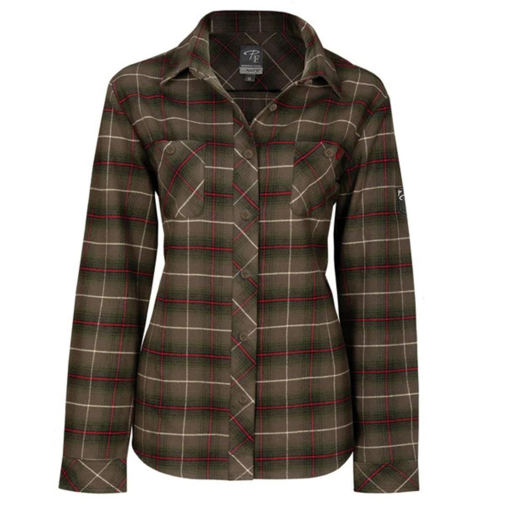 P&F Women's Long Sleeve Plaid Flannel Work Shirt PF470-14 - Khaki