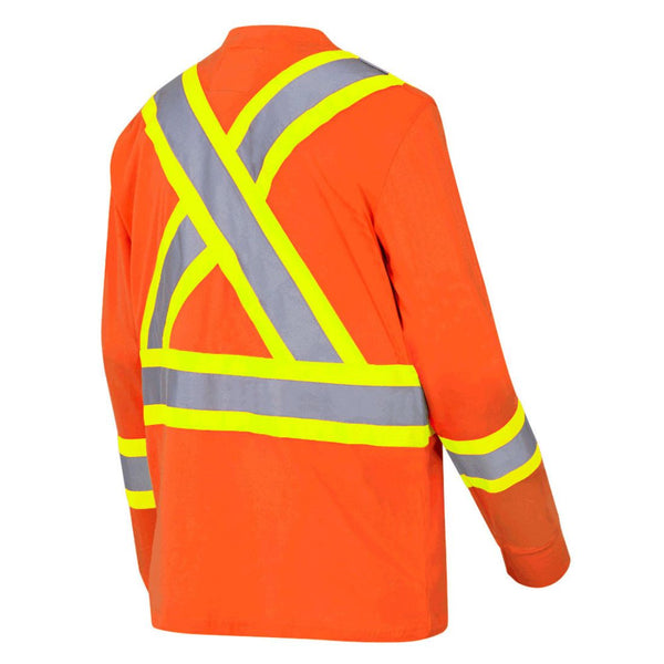 Pioneer Men's Hi-Vis 100% Cotton Long Sleeve Work Shirt 6981A