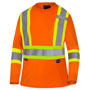 Pioneer Women's Birdseye Safety High Visibility Long Sleeve Shirt 6968 - Orange