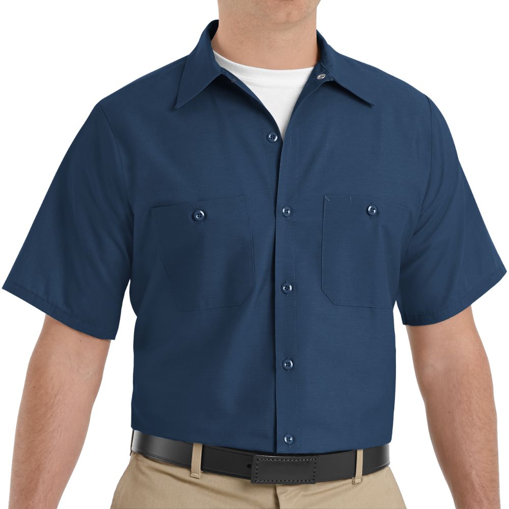 Red Kap Navy Blue Workwear Shirt, Men's Fashion, Tops & Sets