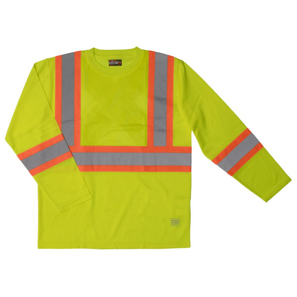SIZE XS ONLY: Tough Duck Men's Mesh Long Sleeve High Visibility Shirt - Yellow