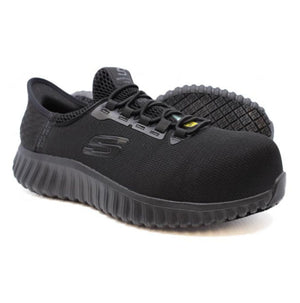 Skechers Cicades Ombray Women's Composite Toe Slip on Work Shoes 108224CABK - Black