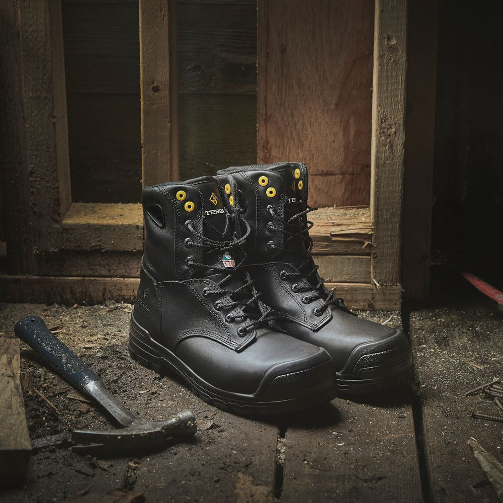 Terra Men's 8" Argo Black Waterproof Safety Boot - black