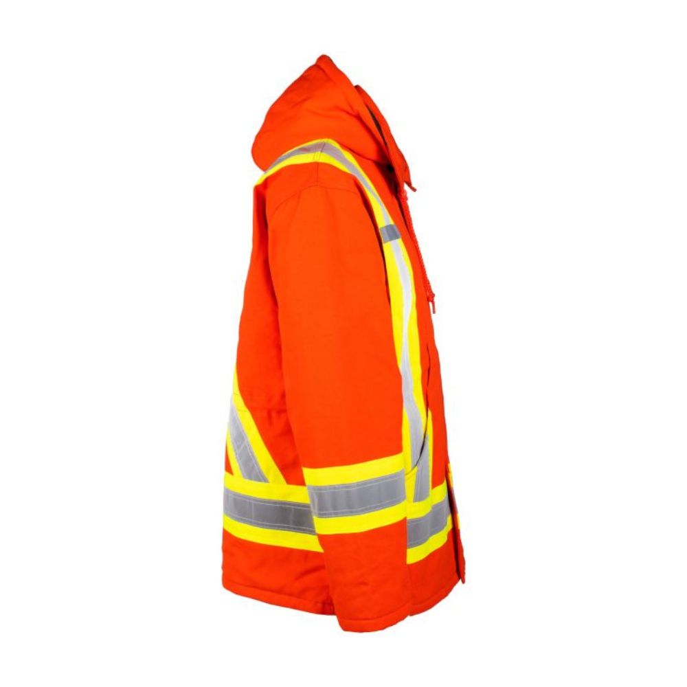 Terra Hi-VIS Safety Authority Winter 116568 - Parka Men\'s Orange Work Canvas Lined 