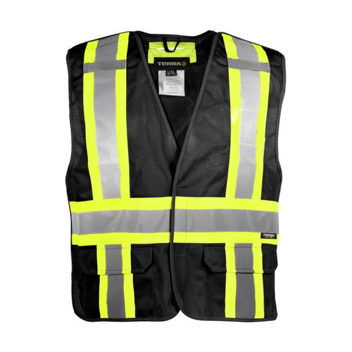 Terra Hi-Vis 5 Point Tear Away Vest - Black 116523BK