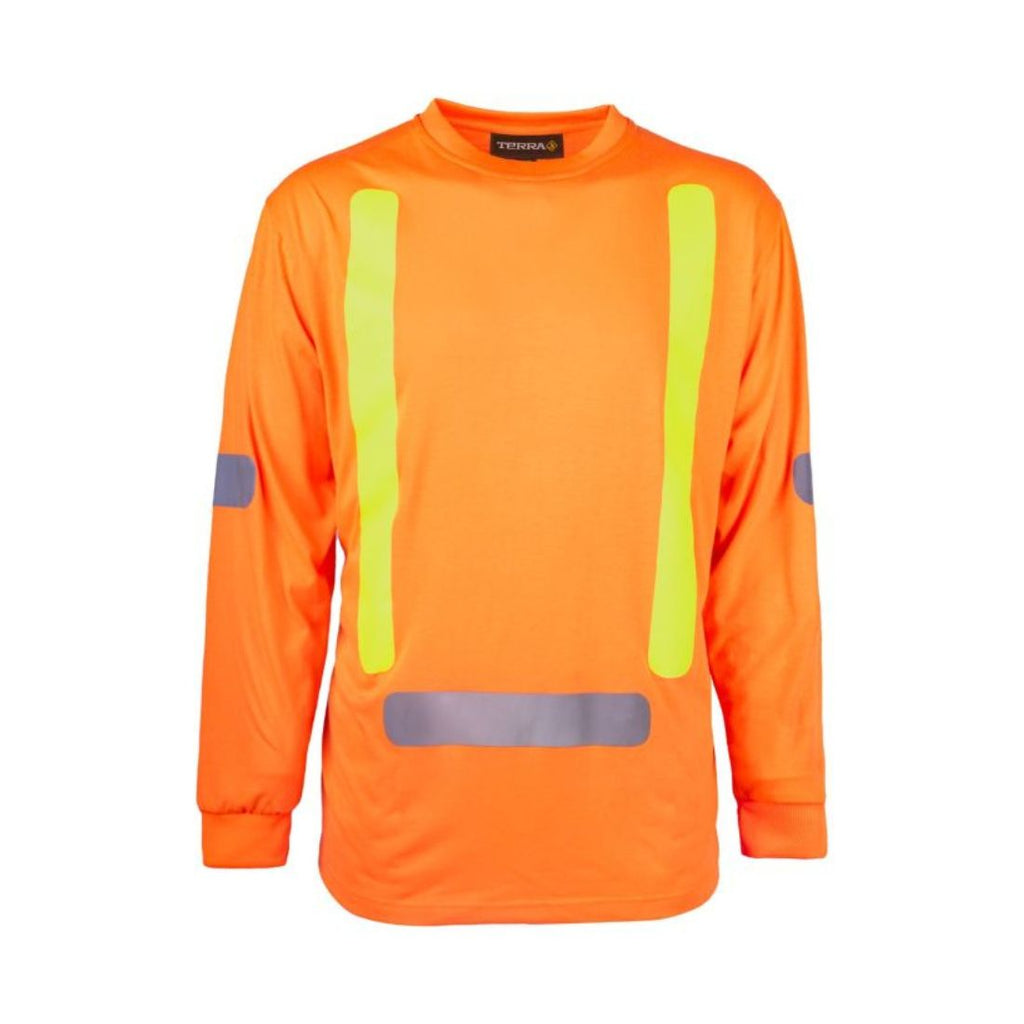 Terra HiVis Long Sleeve Cotton Work Shirt 116617 Orange Work Authority