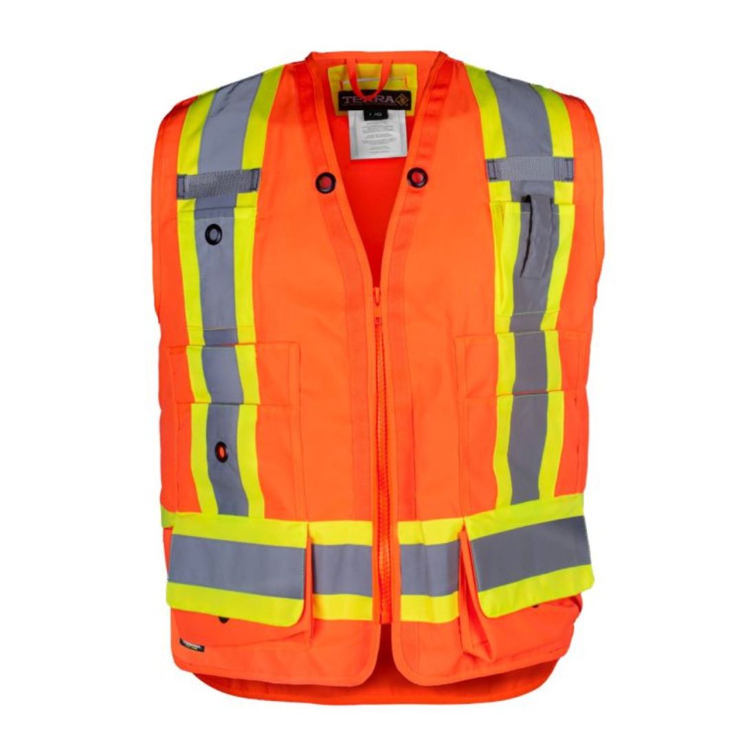 Terra Hi-Vis Surveyor's Vest with Zipper Closure 116624OR