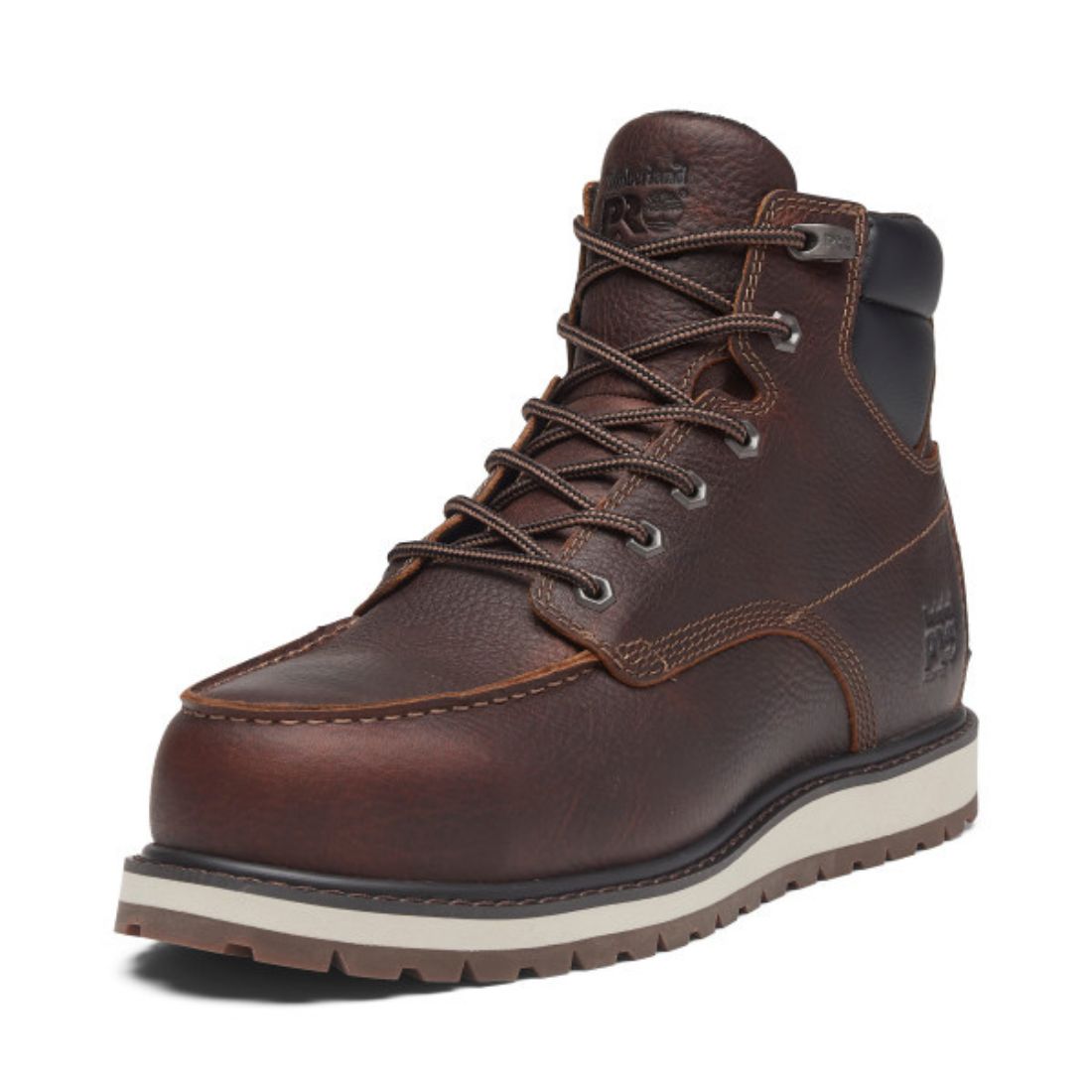 WorkZone Men's 6-Inch Leather Wedge Work Boot | Water Resistant, Steel Shank, Lightweight Brown