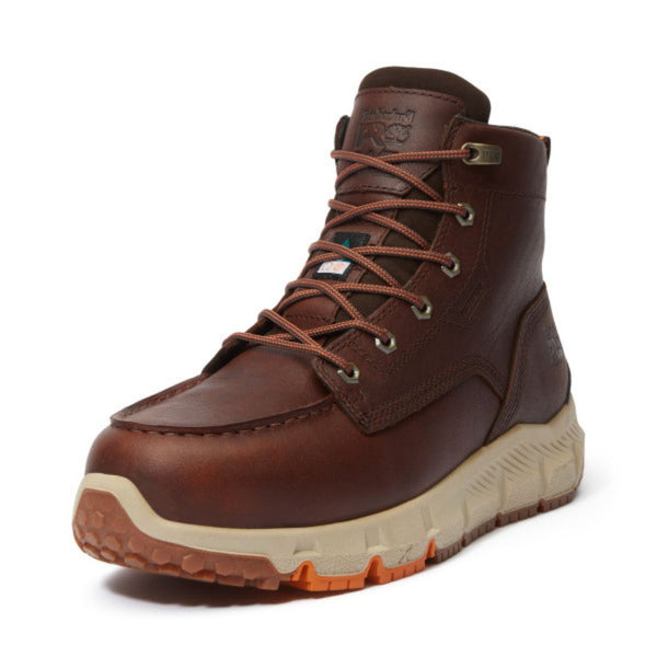 Timberland PRO Tempe Moc Toe Men's Waterproof 6" Alloy Toe Work Boot TB0A42EGEM6 - Brown