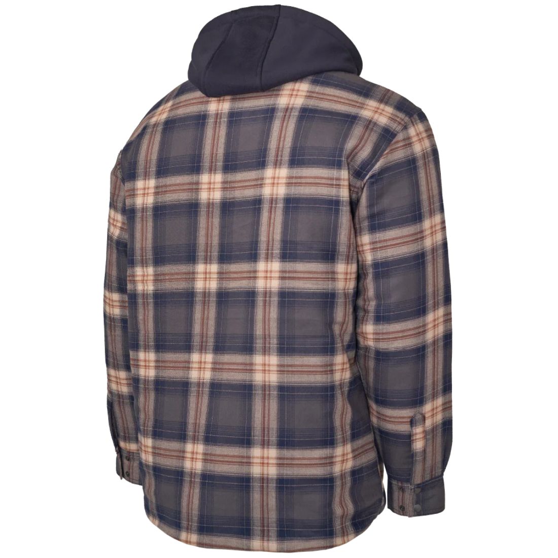 Tough Duck Men's Quilt-Lined Hooded Flannel Shirt Jacket WS06 - Navy/B