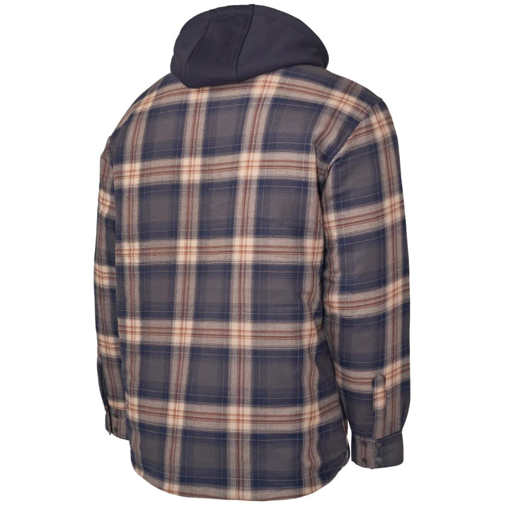 Tough Duck Men's Quilt-Lined Hooded Flannel Shirt Jacket WS06 - Navy/Brown Plaid