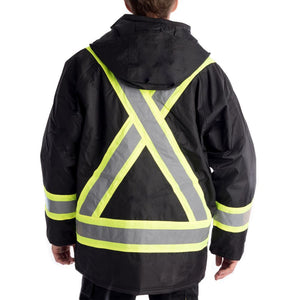 Viking Flame Resistant Journeyman 300D Ripstop Freezer Insulated High Visibility Parka 3957FRJ - Black
