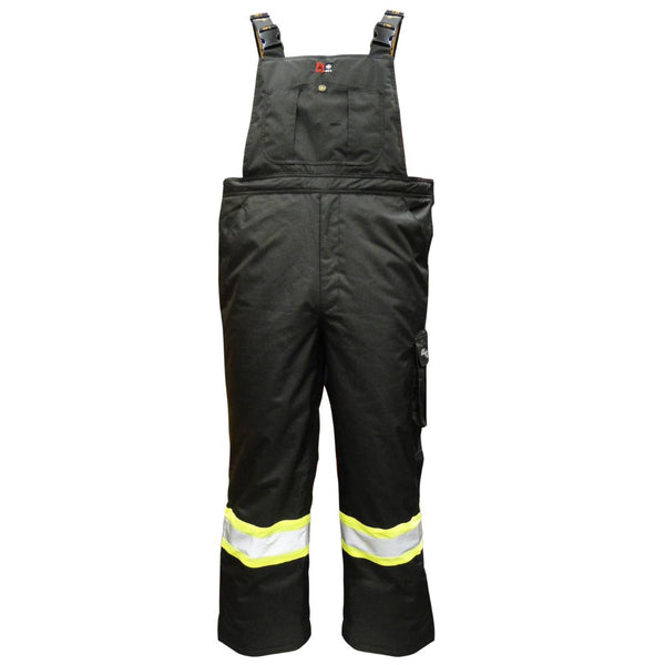 Viking Flame Resistant Journeyman 300D Ripstop Freezer Insulated High Visibility Overalls 3957FRP - Black