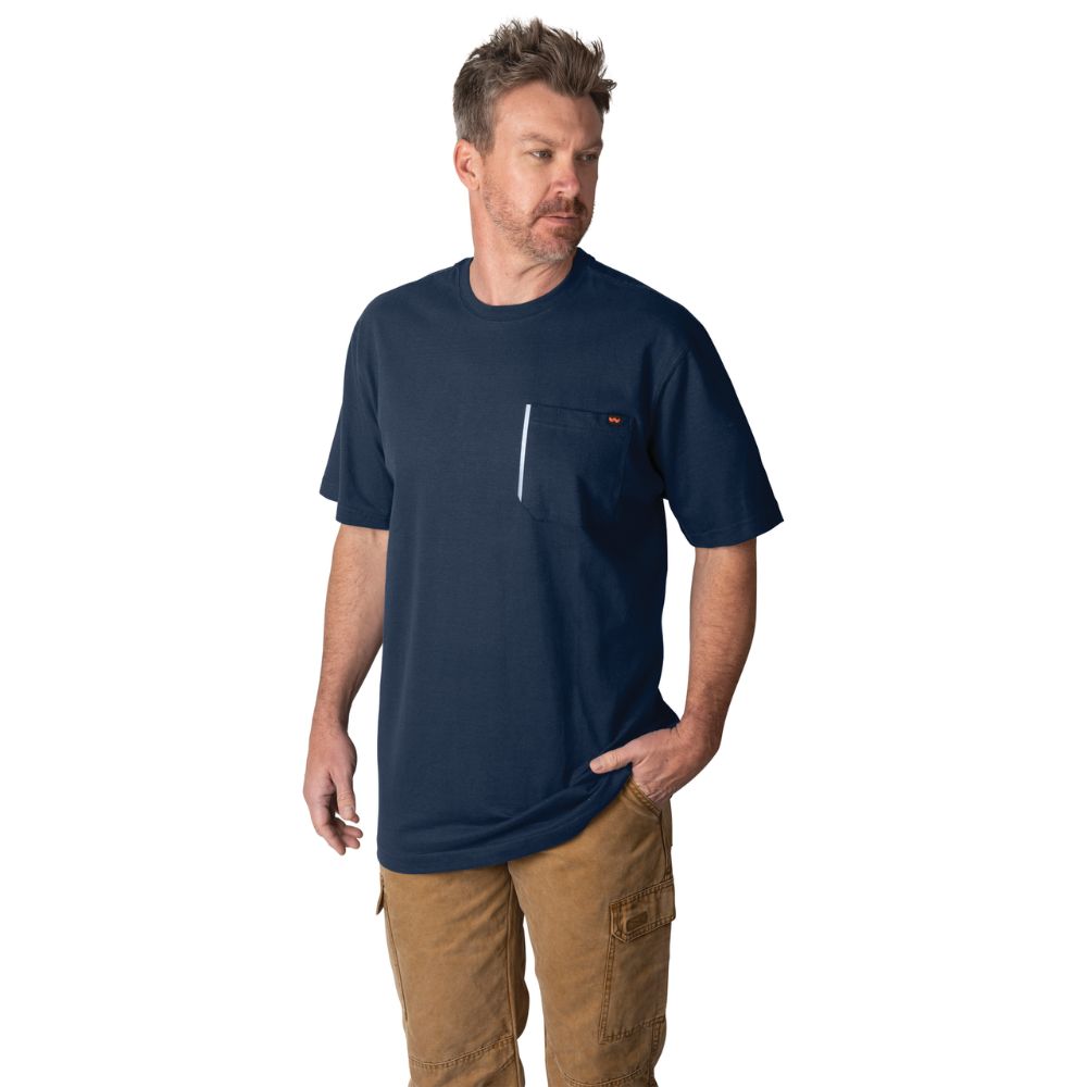 Walls Men's Grit Heavyweight Short Sleeve Work Shirt - Navy