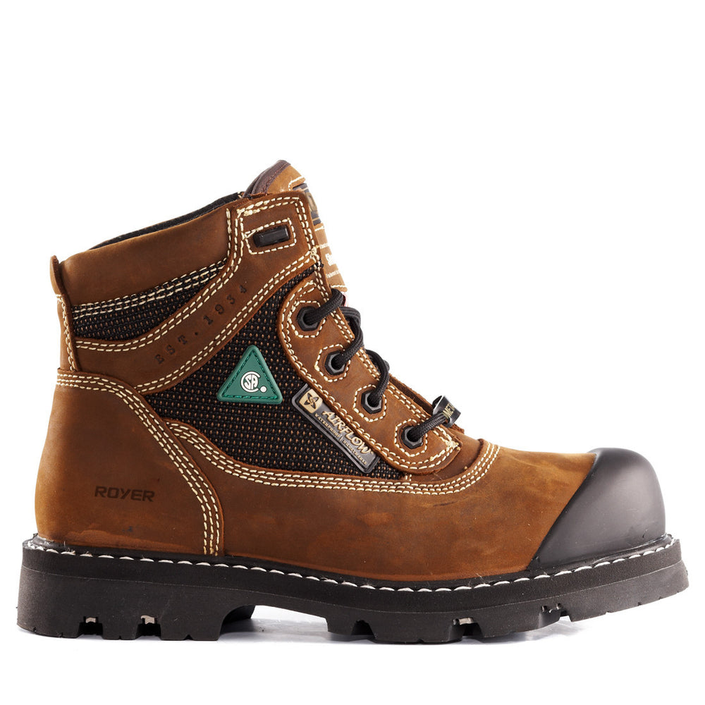 Royer Men's 6" Composite Toe Safety Boot - Brown Leather