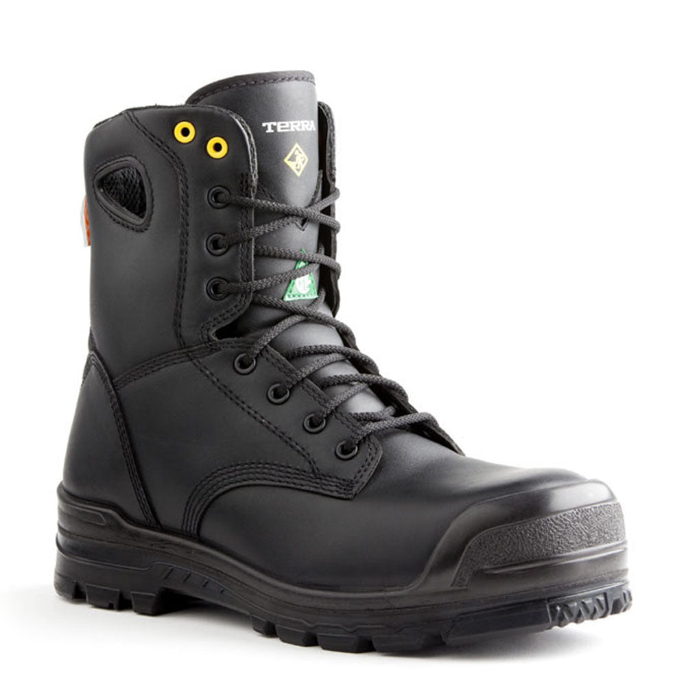 Terra Men's 8" Argo Black Waterproof Safety Boot - black