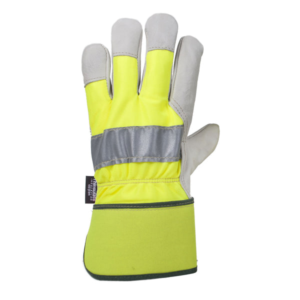 Horizon Hi Vis Cowhide Palm Lined Glove - Yellow