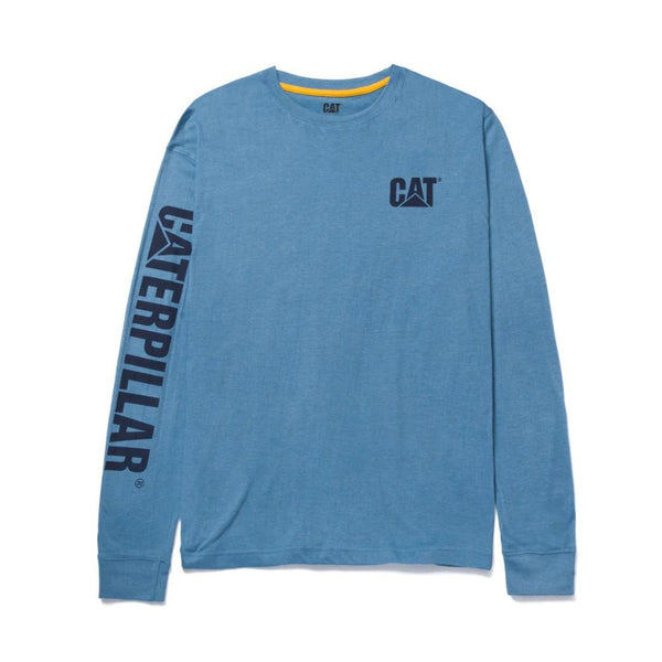 CAT Trademark Banner Long Sleeve Work Shirt - Heather Blue 1510034