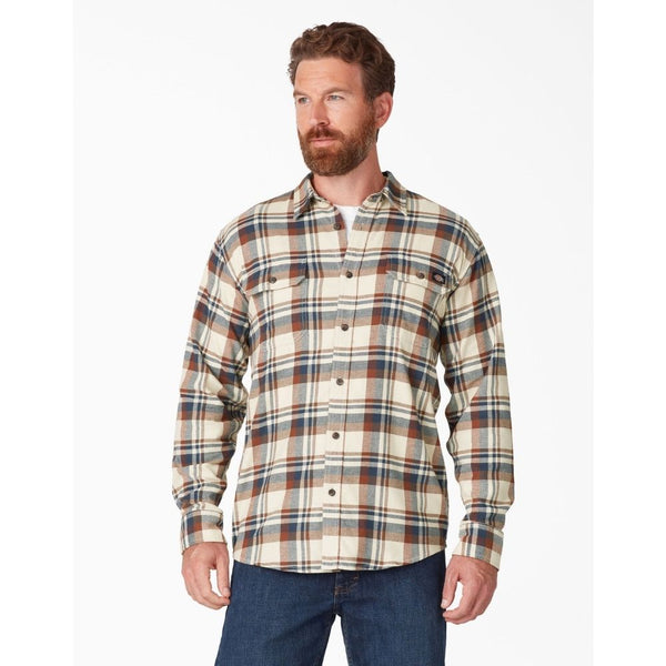 Dickies FLEX Long Sleeve Flannel Work Shirt WL650 - Navy Plaid E2P
