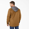Dickies Men's Hooded Fleece Duck Shirt Jacket with Hydroshield TJ213 - Brown Duck