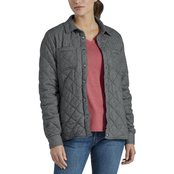 Dickies Women's Quilted Shirt Jacket - Grey Herringbone FJ075ATH