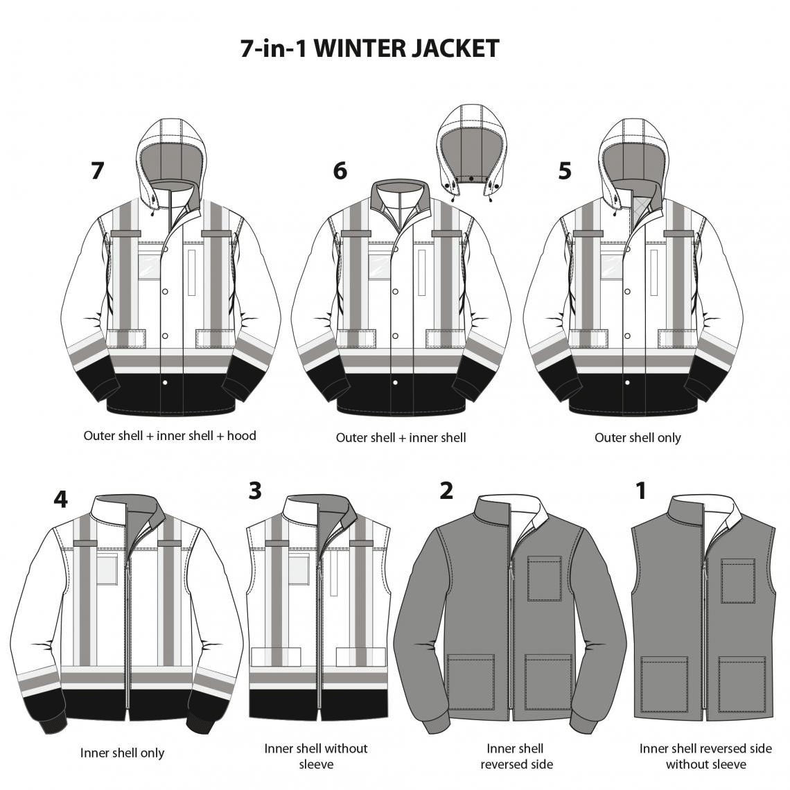 TERRA Hi-Vis Men's 7 in 1 Winter Jacket - 116501 Yellow