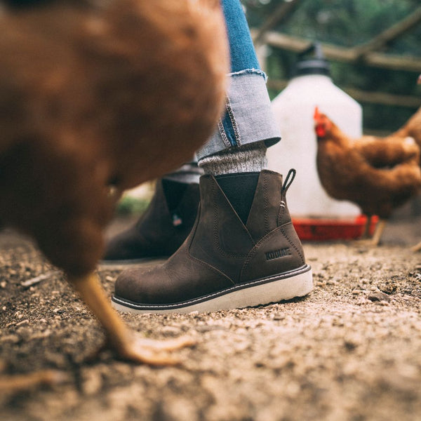 Kodiak Whitton Chelsea Women's Steel Toe Pull On Wedge Work Boot KD0A4TEXDBX - Brown