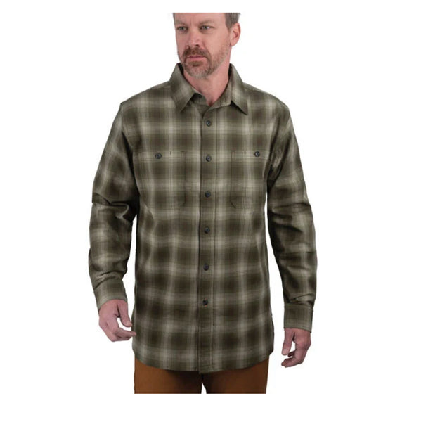 Wall's Longhorn Men's Midweight Flannel Stretch Work Shirt YL860 - Olive