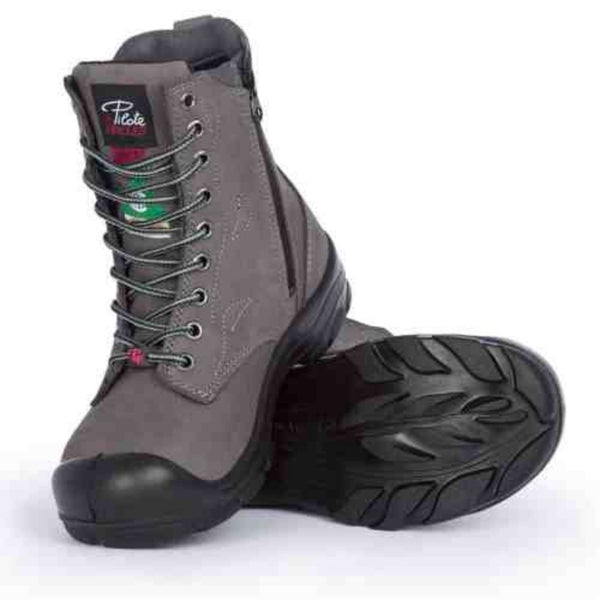 P&F S558 Women's 8" Steel Toe Work Boot With Side Zip - Kaki