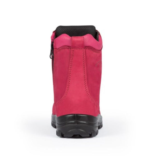 P&F S558 Women's 8" Steel Toe Work Boot With Side Zip - RED