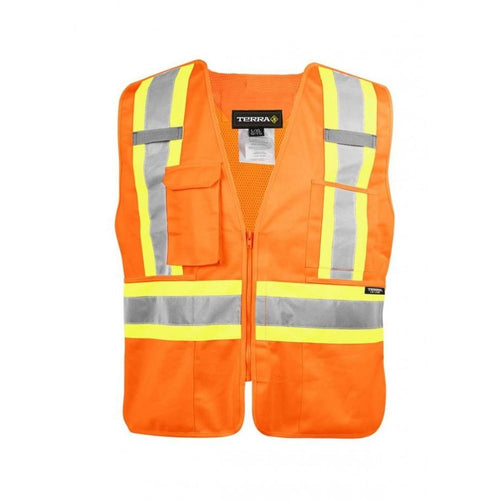 Terra Hi-Vis 5 Point Tear Away Vest with Zipper - Orange 116585OR