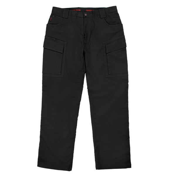 Tough Duck Men’s Fleece Lined Flex Twill Cargo Pant WP06 - Black | Work ...