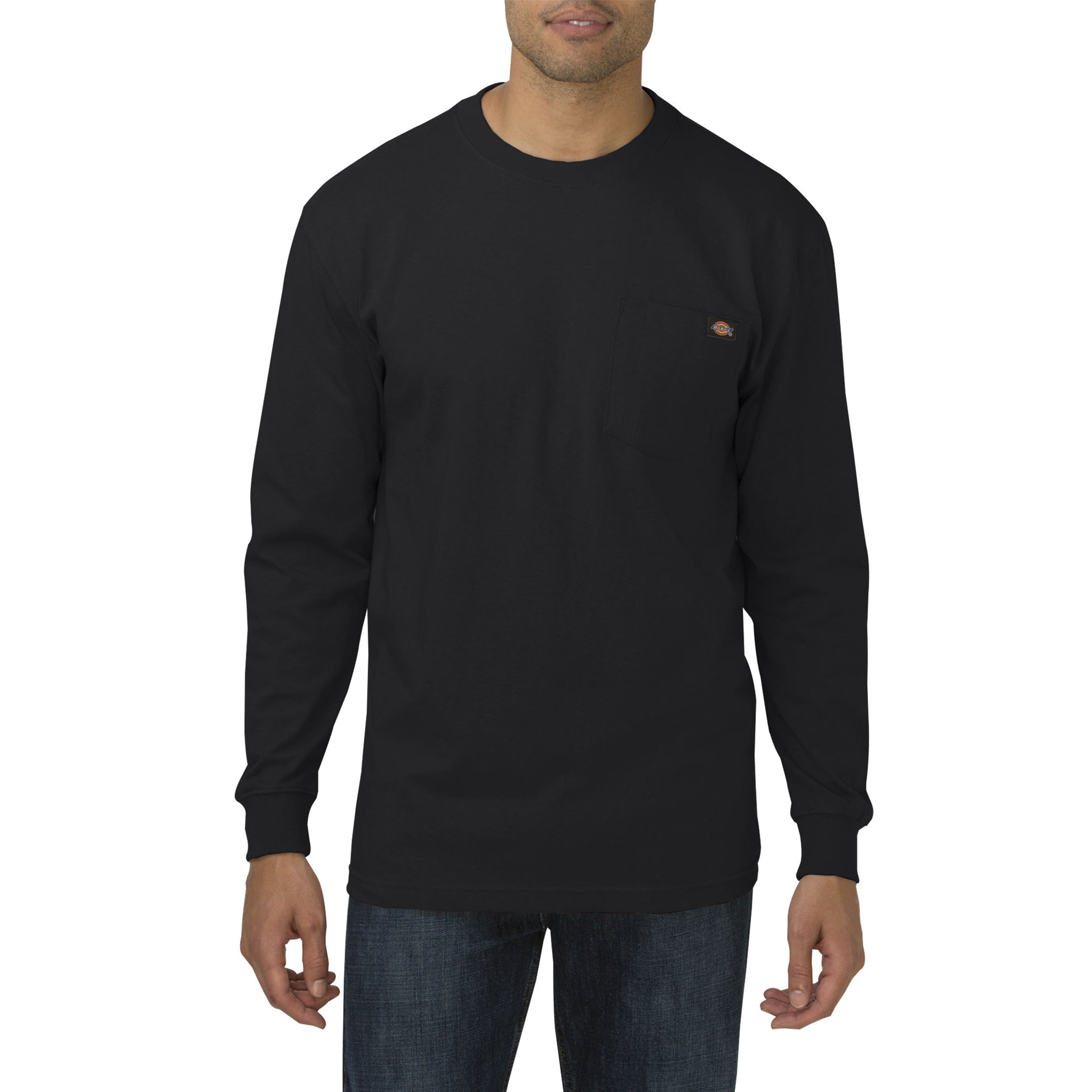 Dickies Men's Heavyweight Long Sleeve Pocket T-Shirt WL450 - Black