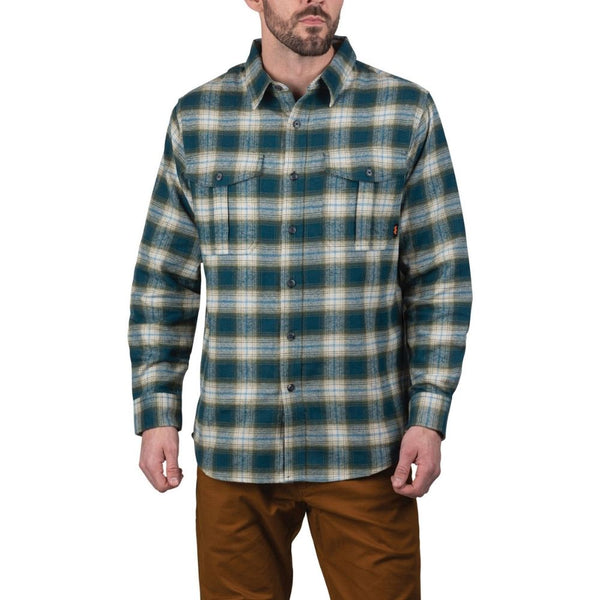 Wall's Wagu Men's Heavyweight Brushed Flannel Work Shirt YL861 - Navy & Teal