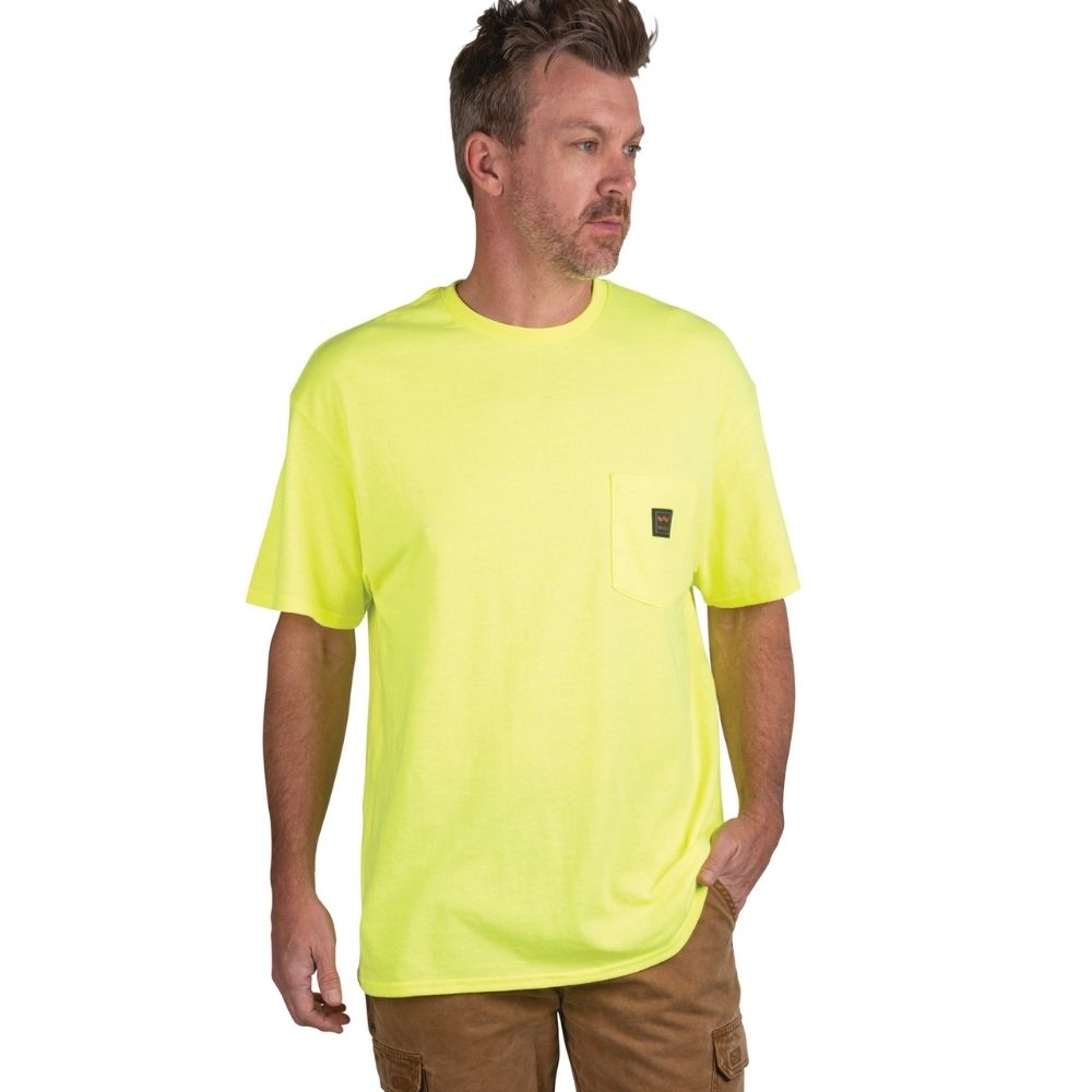 Walls Men's Enhanced Visibility Mesh Safety Work T-Shirt - Yellow