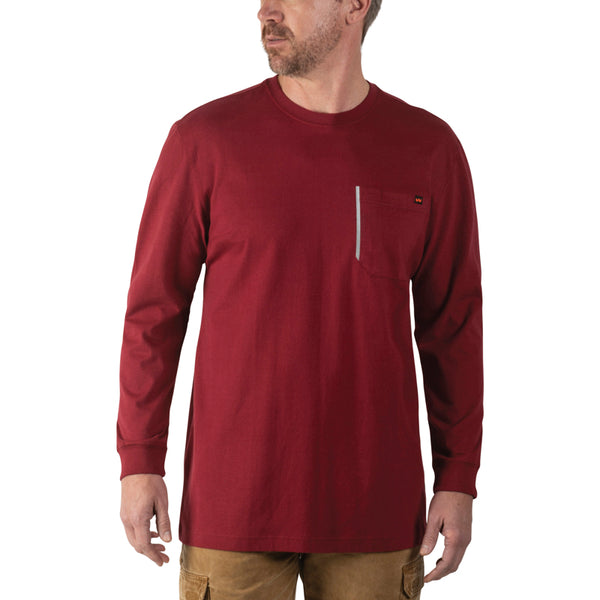 Walls Men's Heavy Lifter Long Sleeve Work Shirt YL879  - Dark Red