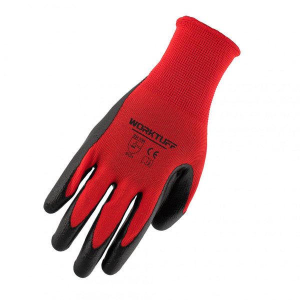 3-Pack Worktuff Polyester Nitrile Coated Gloves 51185 - Red